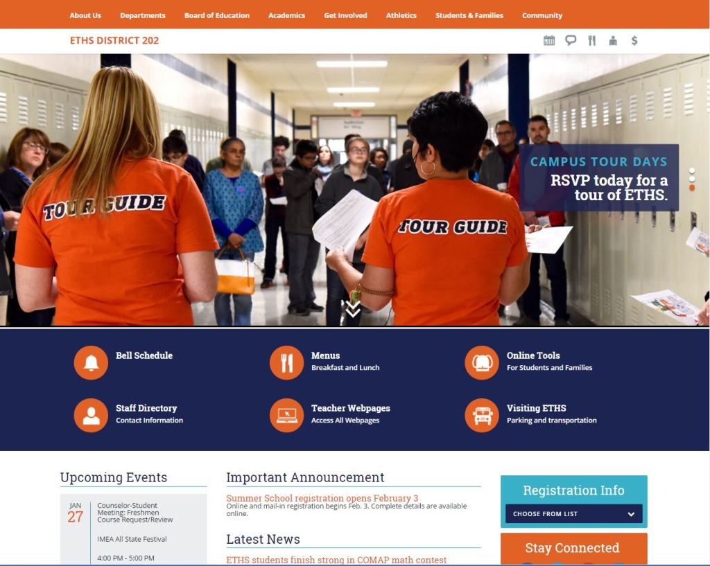 Photo of school tour webpage