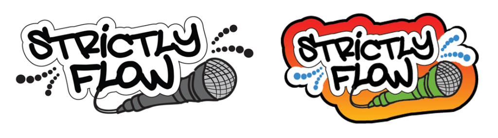 Strictly Flow logo design - color and black/white