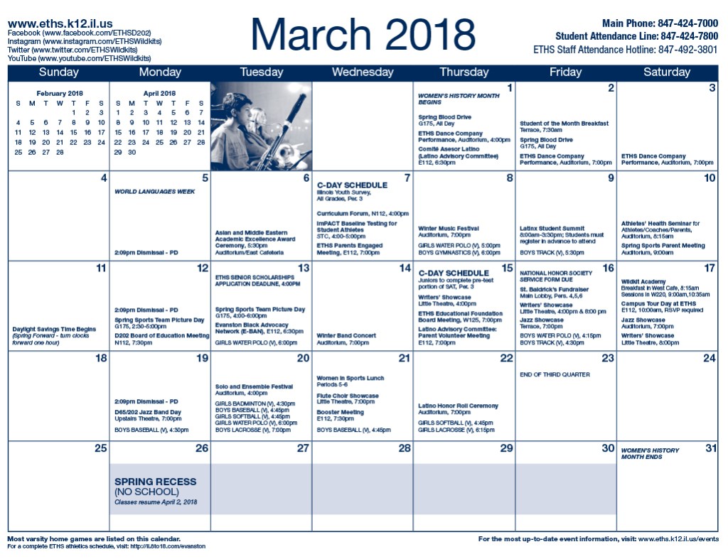Closeup of redesigned school calendar.