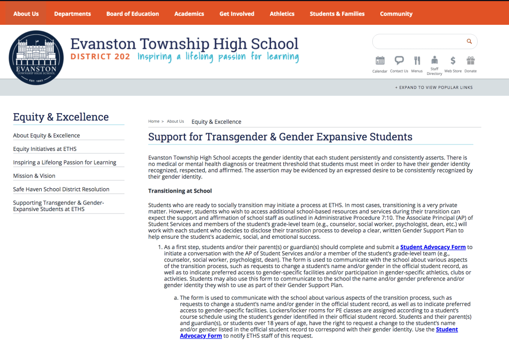 Policy – Support for Transgender & Gender Expansive Students