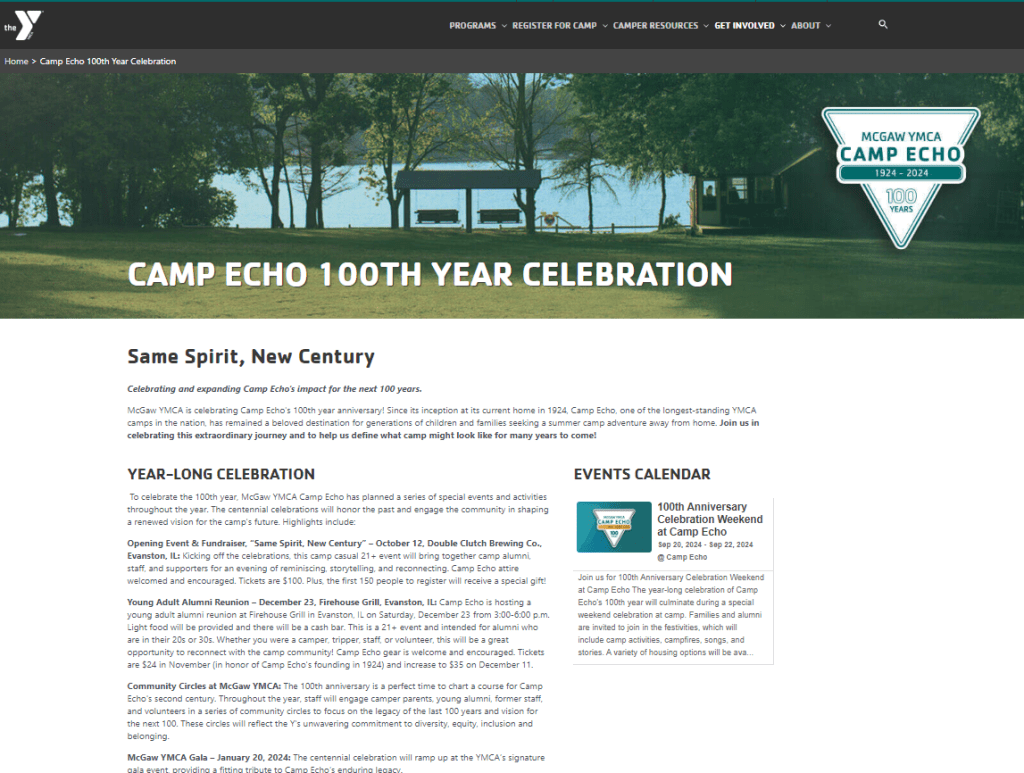 The Camp Echo Centennial Celebration webpage.
